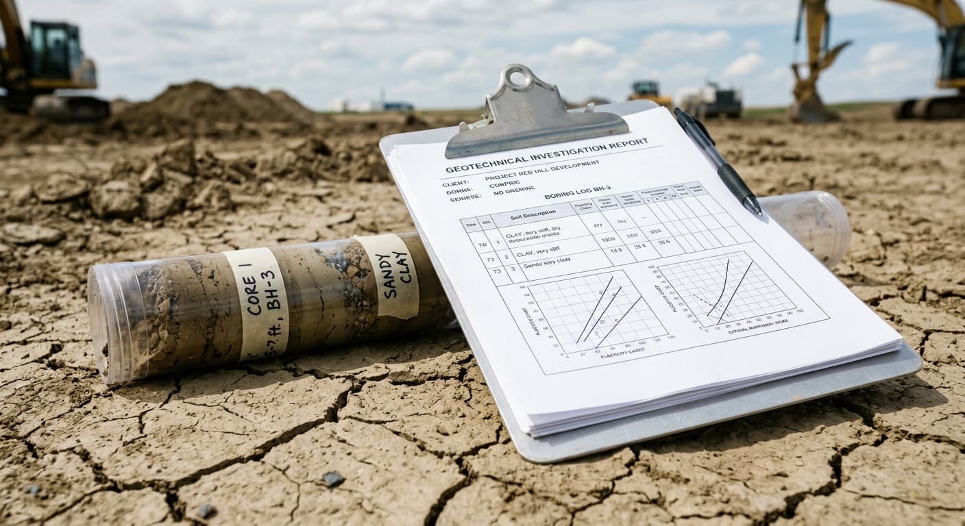 Geotechnical soil report and expansive clay assessment for a new home foundation in Alberta
